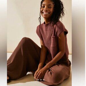 Free People Freya Sweater Set brown/pink color M